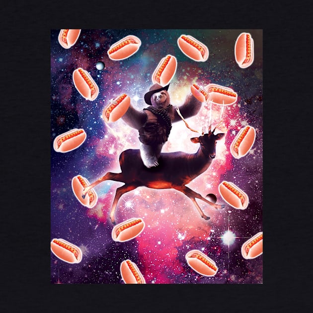 Cowboy Space Sloth On Deer Unicorn - Hot-Dog by Random Galaxy